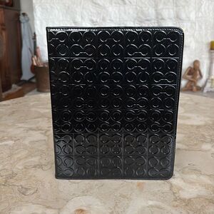 Coach Julia Op Art C Monogram iPad 2 Case - Black Patent Leather Mint Condition